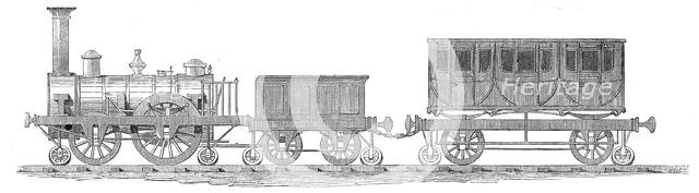 Engine, tender, and carriage - side view, 1845. Creator: Unknown.
