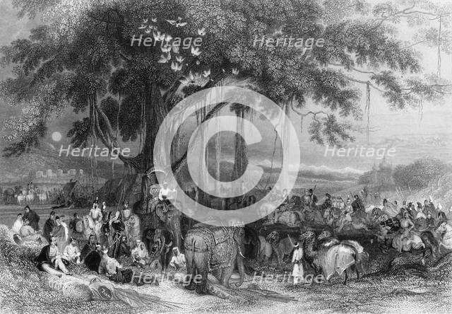 'Runjeet Singh and his Suwarree, or Cavalcade of Seiks', 1838. Creator: George Francis White.