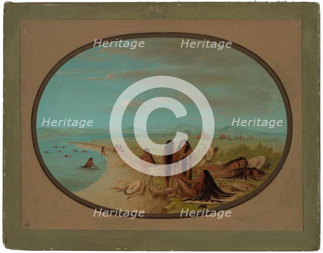 Crow Warriors Bathing, 1861/1869. Creator: George Catlin.