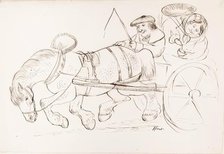 A Couple Riding on A Horse-Drawn Carriage, 1825-1839. Creator: James Howe.