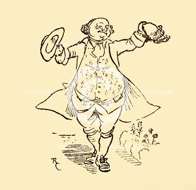 John Gilpin's friend lends him a wig and a hat, 1878, (c1918).  Creator: Randolph Caldecott.