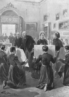 'Bluecoat Boys showing their drawings to Queen Victoria at Buckingham Palace, 1873', (1901). Creator: Unknown.