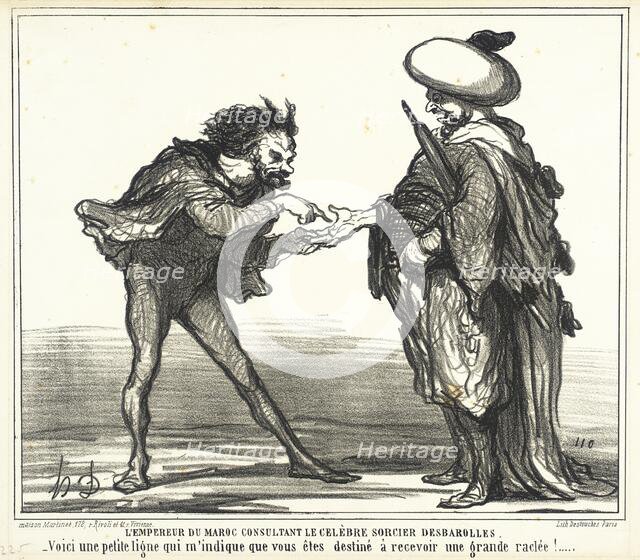 L'Empereur du Maroc consultant le celèbre sorcier Desbarolles, 1859. Creator: Honore Daumier.