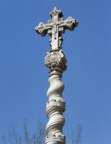 Baroque cross, central courtyard of the former Hospital de la Santa Creu, Barcelona, Spain, 1998. Creator: LTL.
