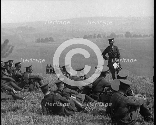 British Army Officers Relaxing on a Hilltop, 1921. Creator: British Pathe Ltd.