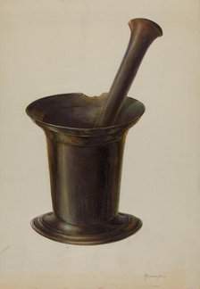 Mortar and Pestle, c. 1937. Creator: Gerald Transpota.