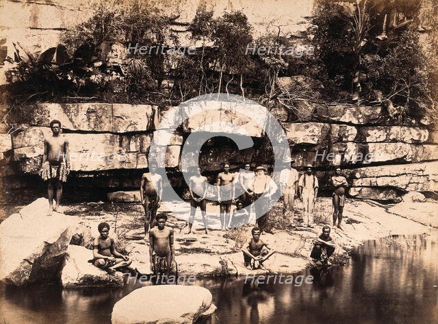 Eshowe, South Africa: a group of Africans at Adam's Mill, c1880s. Creator: John Wallace Bradley.