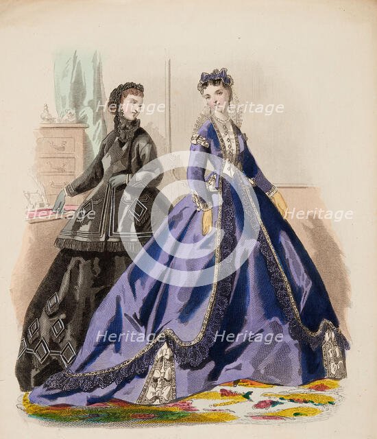 Fashion Plate - Petit Courrier des Dames 'Modes de Paris', 1865-66. Creator: Gilquin fils.