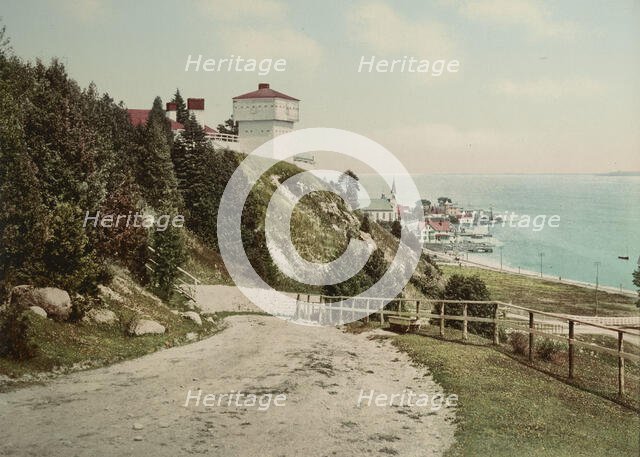 Old Block House [Fort Mackinac] and harbor, Mackinac Island, Michigan, c1899. Creator: Unknown.