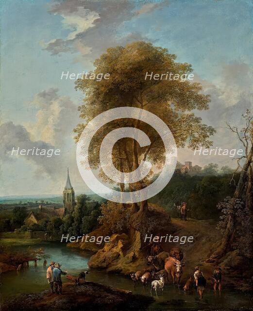 Landscape with three trees and church, 1746 (?). Creator: Christian Hilfgott Brand.