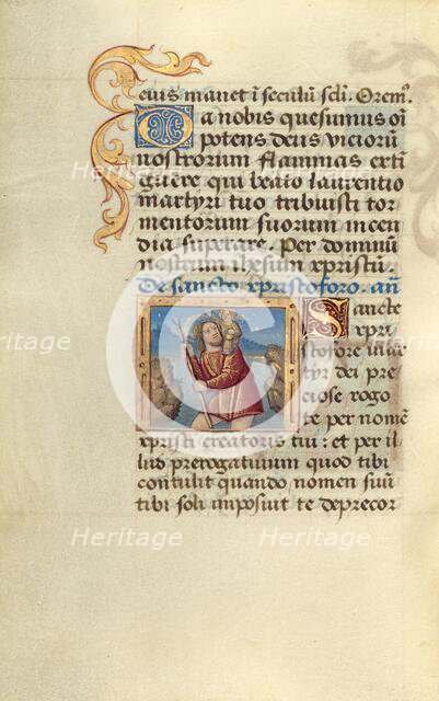 Saint Christopher; Poncher Hours, about 1500. Creator: Master of Jacques de Besancon.