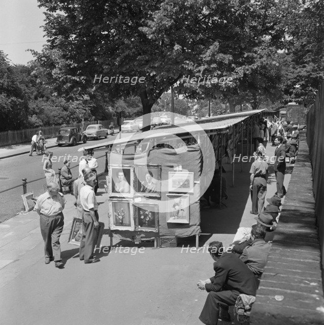 Open-air art exhibition, Hampstead, London, 1960-1965. Artist: John Gay