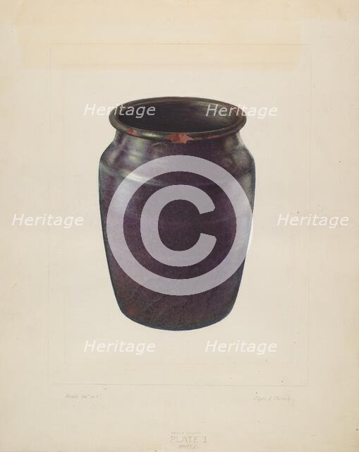 Earthen Churn, 1935/1942. Creator: Clyde L. Cheney.