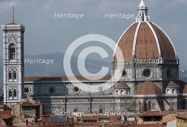 The cathedral and Giotto's Tower in Florence from the Palazzo Vecchio. Artist: Filippo Brunelleschi