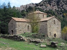 Monastery of Sant Pere de Graudescaldes in the foothills of the Busa mountains on the banks of th…