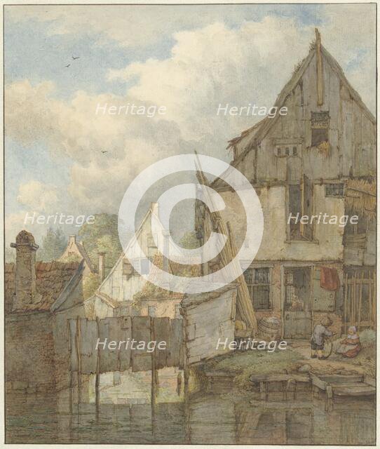 Dilapidated houses on the water, 1776-1822. Creator: Jan Hulswit.