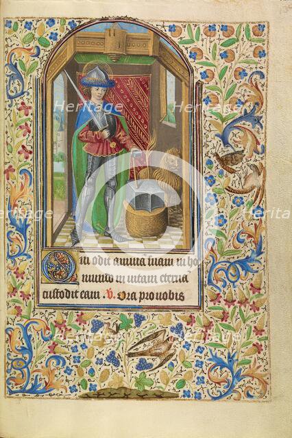 Saint Adrian Armed with a Sword and an Anvil; Book of Hours, about 1466-1470. Creator: Master of Jacques of Luxembourg.