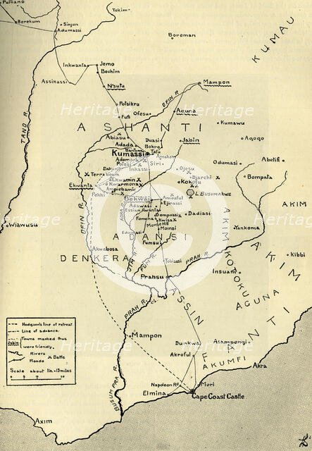 'Sketch Map of the Theatre of War in Ashanti, 1900', c1900. Creator: Unknown.