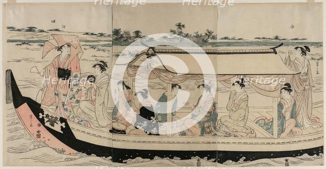 Women in a Pleasure Boat on the Sumida River, early 1790s. Creator: Ch?bunsai Eishi (Japanese, 1756-1829).