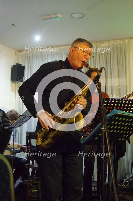 Stan Sulzmann, Stan Sulzmann’s Neon Orchestra, Watermill Jazz Club, Dorking, Surrey, Nov 2023. Creator: Brian O'Connor.