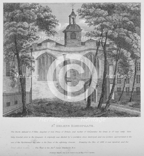 Church of St Helen, Bishopsgate, City of London, 1810. Artist: White