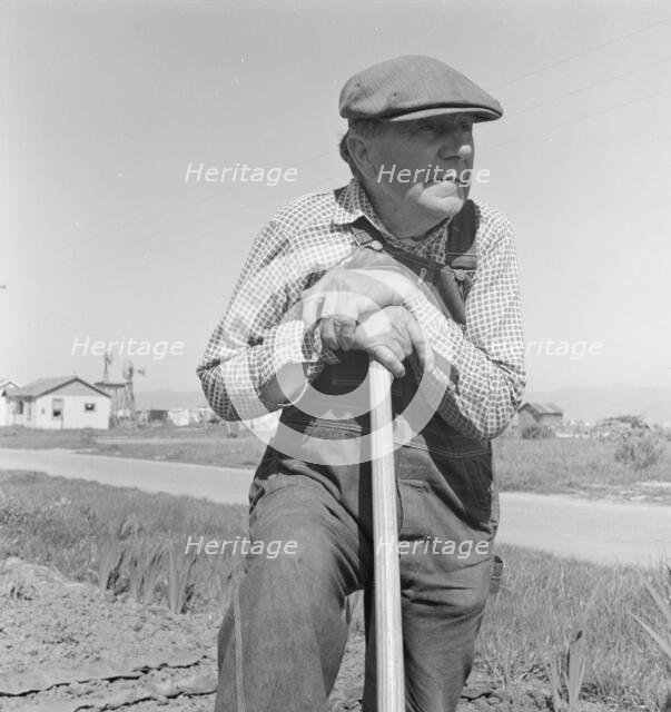 Farmer who has small plot...on outskirts of Salinas, CA, 1939. Creator: Dorothea Lange.