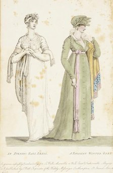 Fashion Plate (An Evening Ball Dress - A Parisian Winter Dress), 1807. Creator: John Bell.