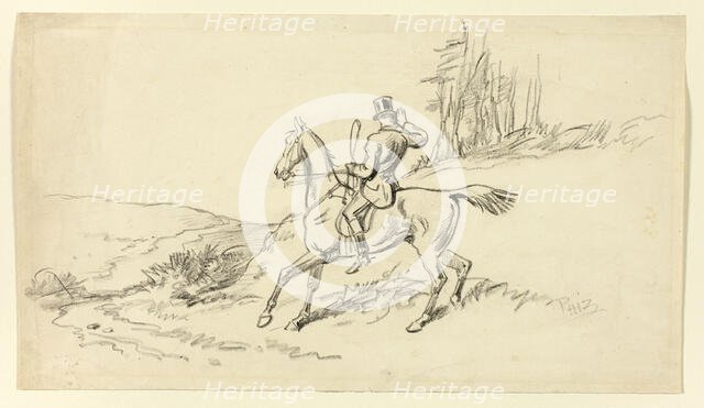 Rider Reining in Horse, n.d. Creator: Hablot Knight Browne.