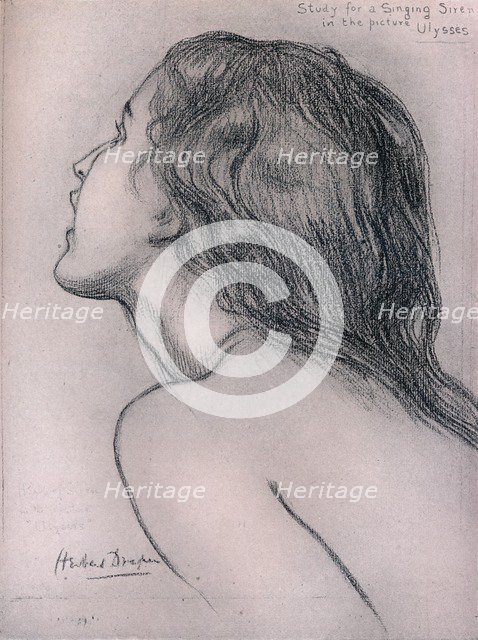 'Study for a Singing Siren', c1909. Artist: Herbert James Draper.