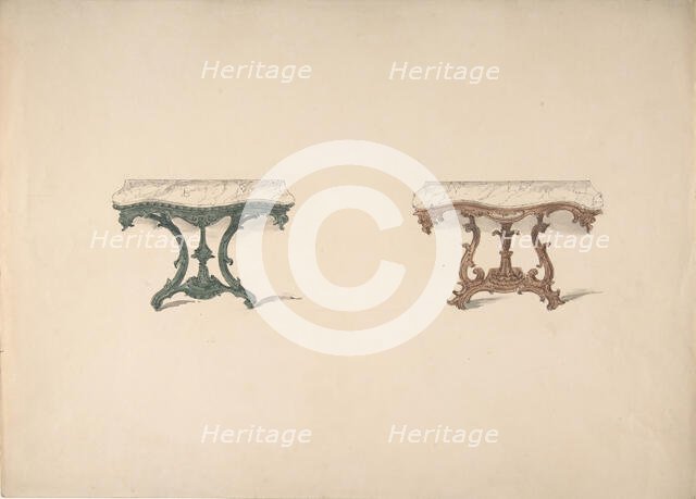 Design for Two Marble Topped Tables with Carved Legs, early 19th century. Creator: Anon.