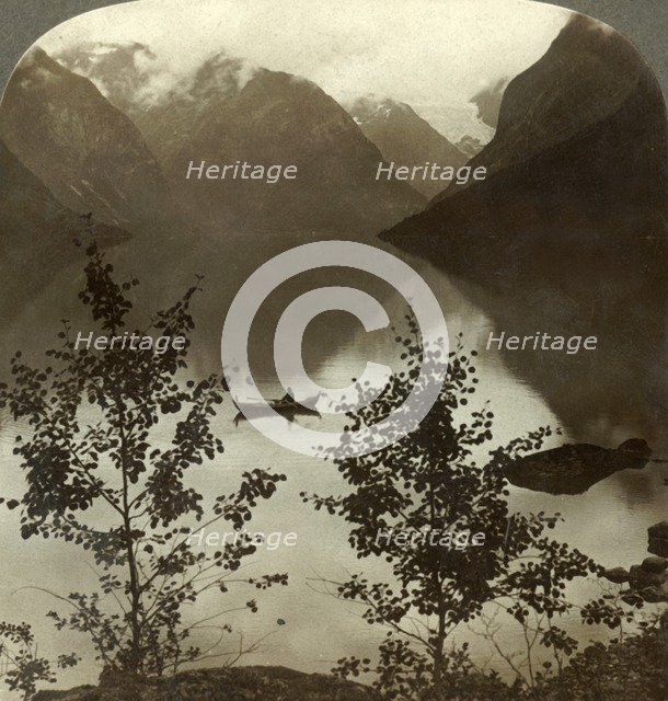 'Lake Loen - fed by glaciers on its cloud-capped mountain shores - Norway', c1905. Creator: Unknown.