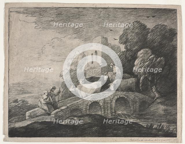 Wooded Landscape with Herdsmen Driving Cattle, 1779-1780. Creator: Thomas Gainsborough (British, 1727-1788).