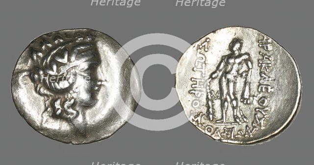 Tetradrachm (Coin) Depicting the God Dionysos, after 146 BCE. Creator: Unknown.