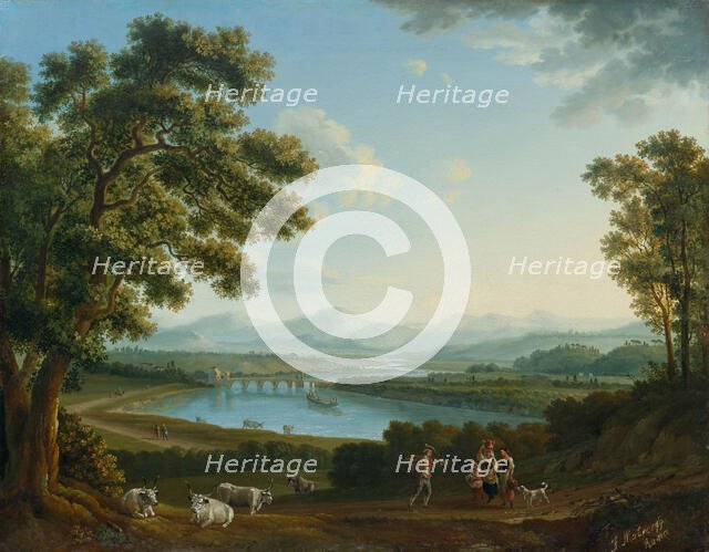 Expansive landscape with a view of the Tiber Valley. Creator: Matveyev, Fyodor Mikhailovich (1758-1826).
