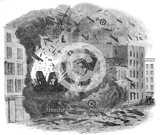 Explosion of a Steam-Boiler in Hague-Street, New York, 1850. Creator: Unknown.