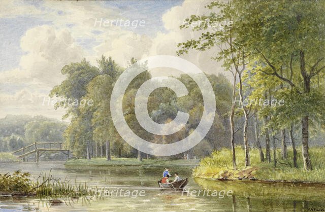 Landscape with figures in a rowing boat, 1792-1861. Creator: Georgius Jacobus Johannes van Os.