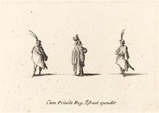 Lady in Long Cloak, and Two Gentlemen, probably 1634. Creator: Jacques Callot.