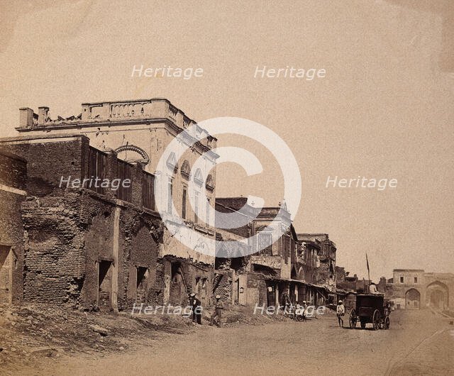 India: a ruined street showing the house in which the king was confined, c1858. Creator: Felice Beato.