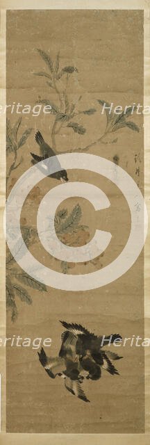 Birds and branch, Qing Dynasty (1645 - 1911). Creator: Qi Shukai.