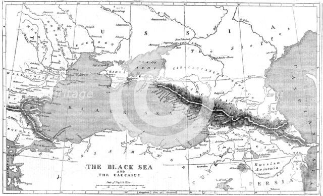 'The Black Sea and the Caucasus; Map', 1854. Creator: Unknown.