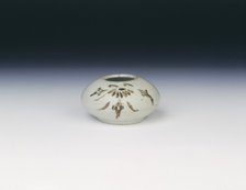 Waterpot with floral sprays in underglaze brown splash, early Choson dynasty, Korea, 16th century. Artist: Unknown