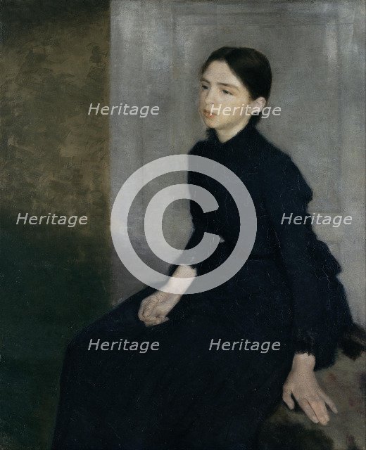 Portrait of a young woman. The artist's sister Anna Hammershøi, 1885.