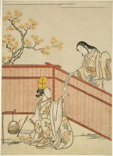 Burning Autumn Maple Leaves, 1765. Creator: Suzuki Harunobu.