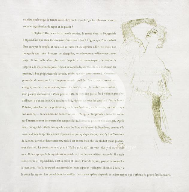 Yvette Guilbert-French Series: No. 7, 1894. Creator: Henri de Toulouse-Lautrec (French, 1864-1901).