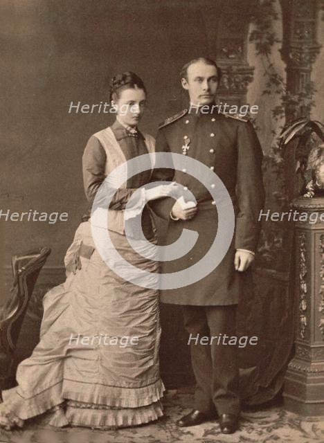 Grand Duchess Anastasia Mikhailovna of Russia and Grand Duke Frederick Francis III, 1878. Creator: Anonymous.