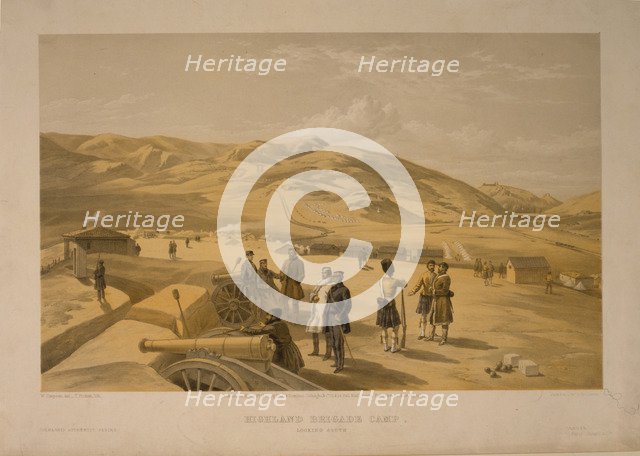 Highland Brigade camp, 1855. Artist: Simpson, William (1832-1898)