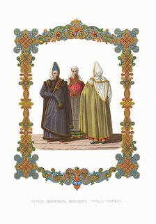 Costumes of old Women from Torzhok. From the Antiquities of the Russian State, 1849-1853. Creator: Solntsev, Fyodor Grigoryevich (1801-1892).