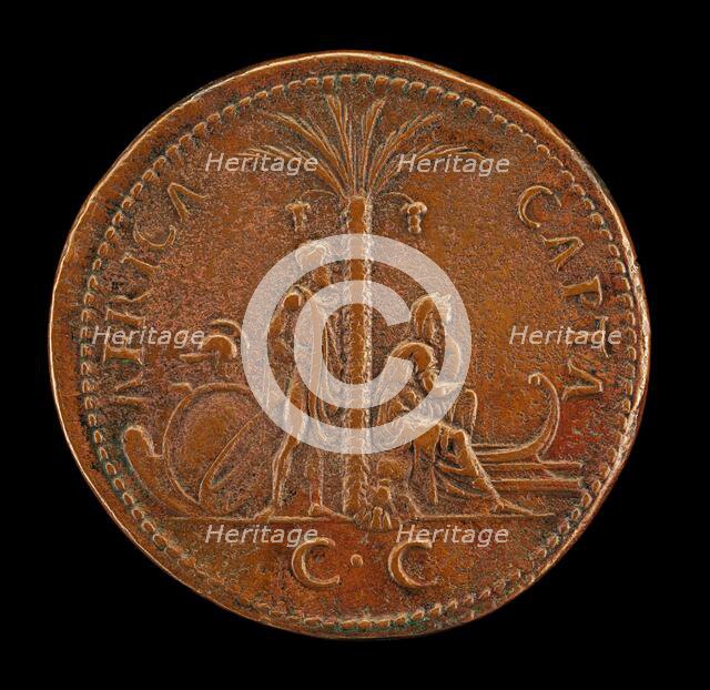 Man with Arms and Africa Mourning [reverse]. Creator: Giovanni da Cavino.