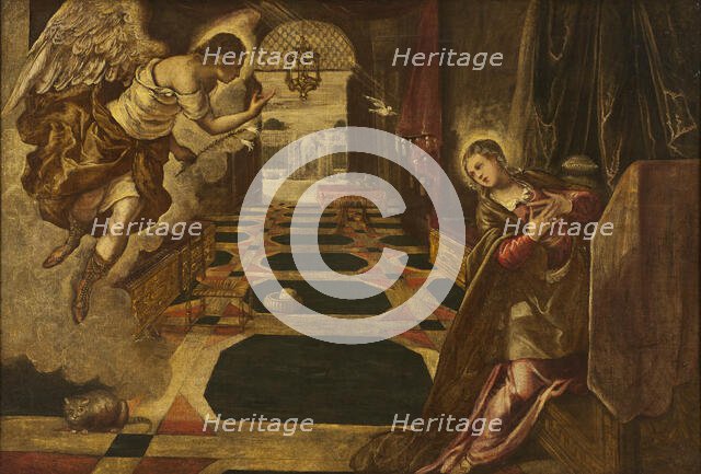 The Annunciation. Creator: Workshop of Tintoretto.