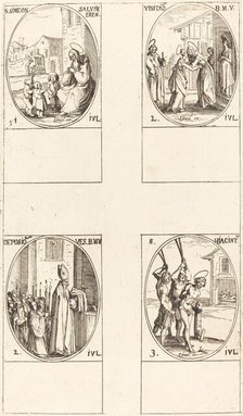 St. Simeon Salus; The Visitation; Deposition of the Virgin's Clothes; St. Hiacintus. Creator: Jacques Callot.